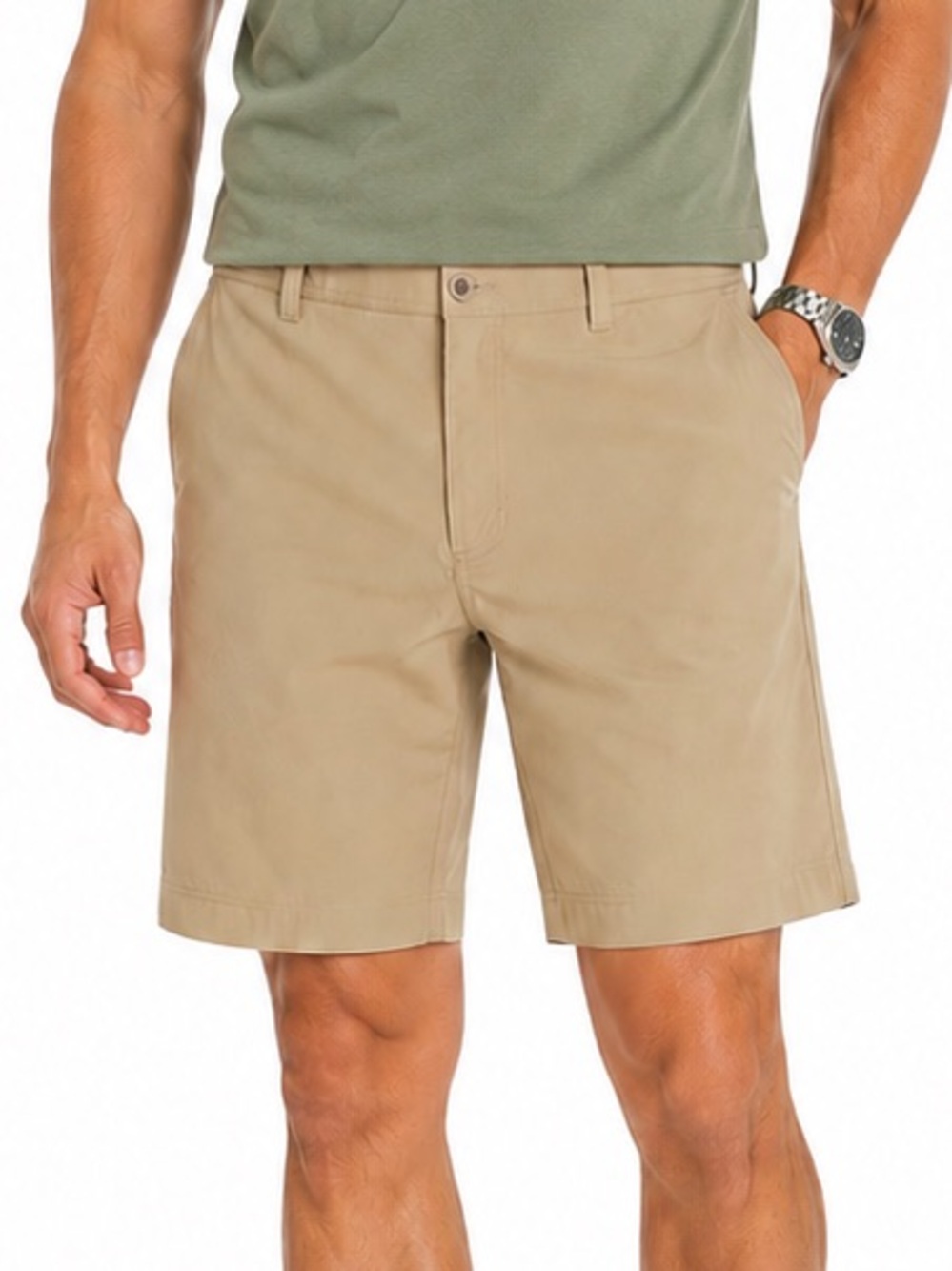 Roundtree & Yorke Performance Extreme Comfort Flat Front Khaki Shorts 42